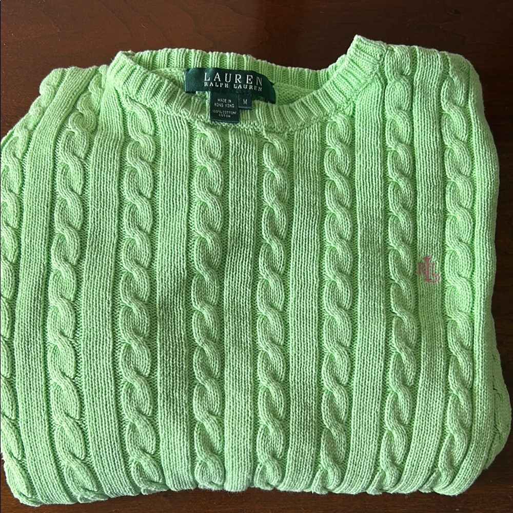 Women’s Lauren Ralph Lauren Green Cable Knit Sweater